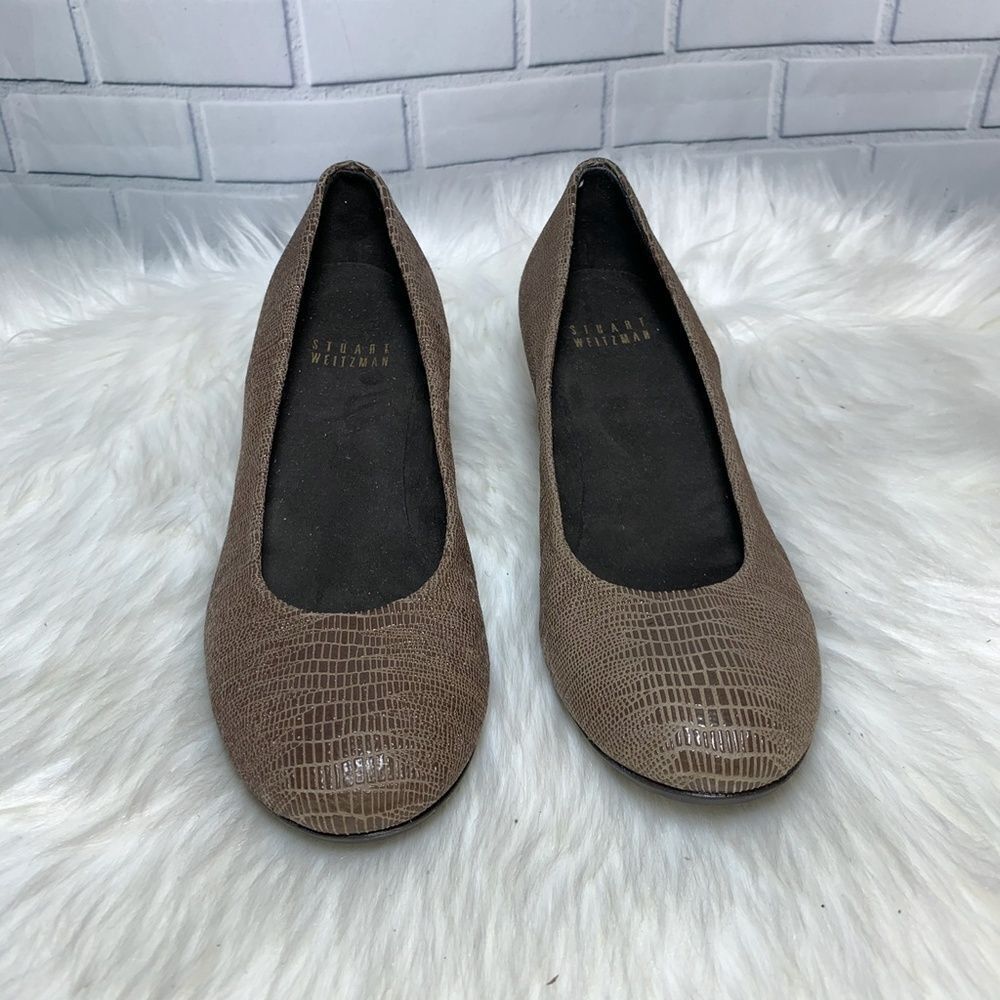 Stuart‎ Weitzman Sojourn Brown Snakeskin Wedge Sz 5 - Picture 2 of 6
